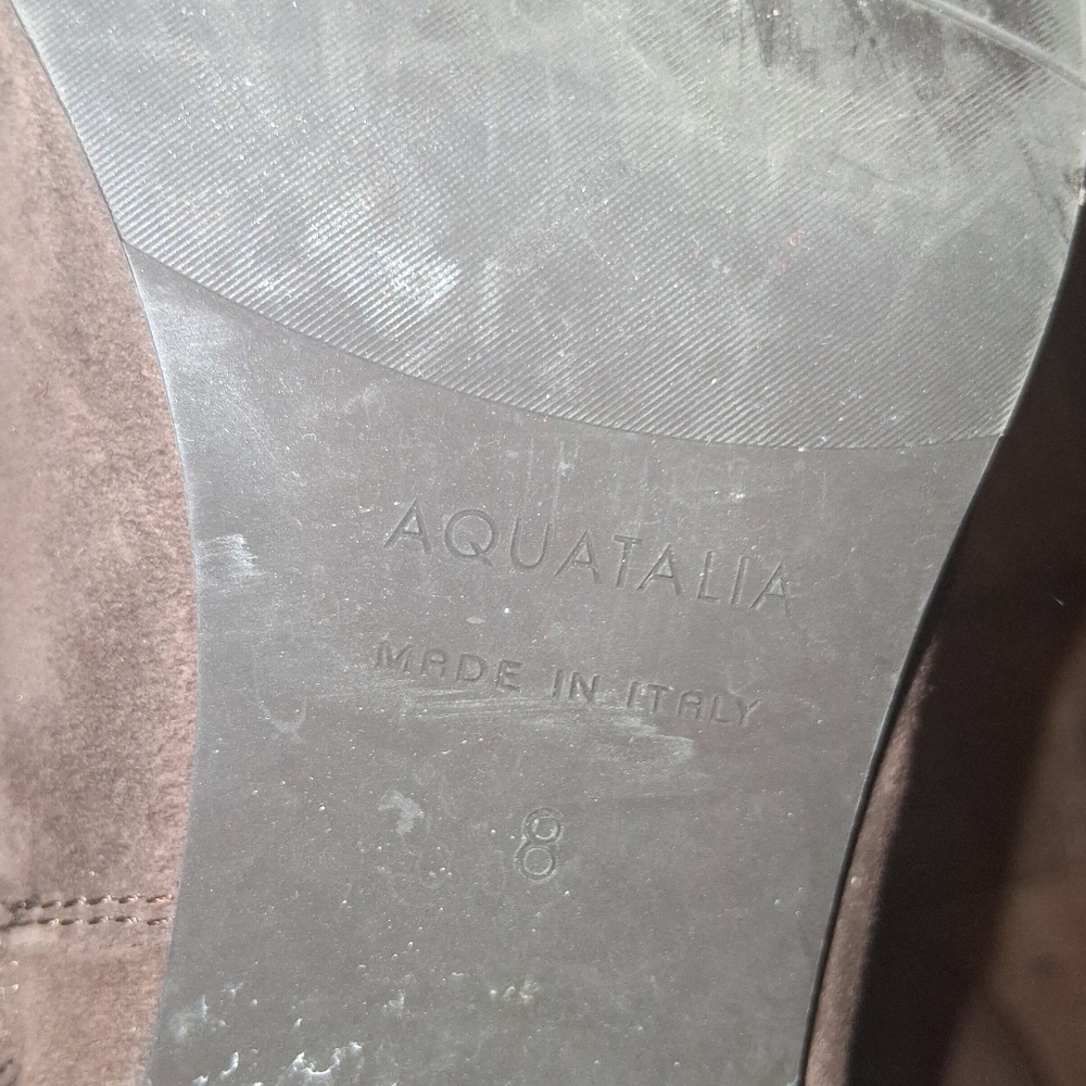 AQUATALIA Italy Letizia Riding Boots in Brown Suede w/ Stretch Panel & zipper - Picture 8 of 8